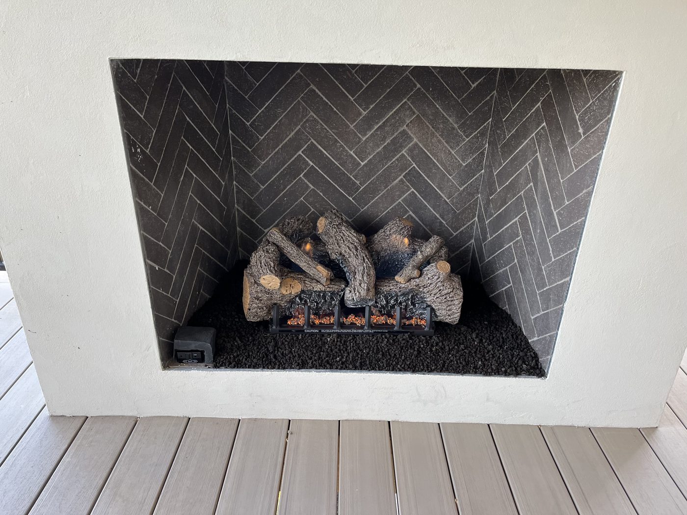 Gas log fireplace installation